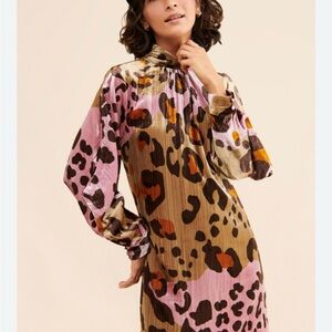 Anthropologie Layla Leopard Velvet Mini Dress